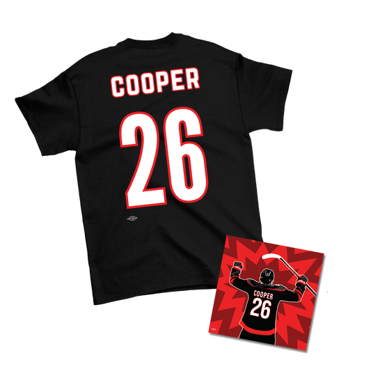 Cooper Hockey Fan T-Shirt & Sticker Bundle